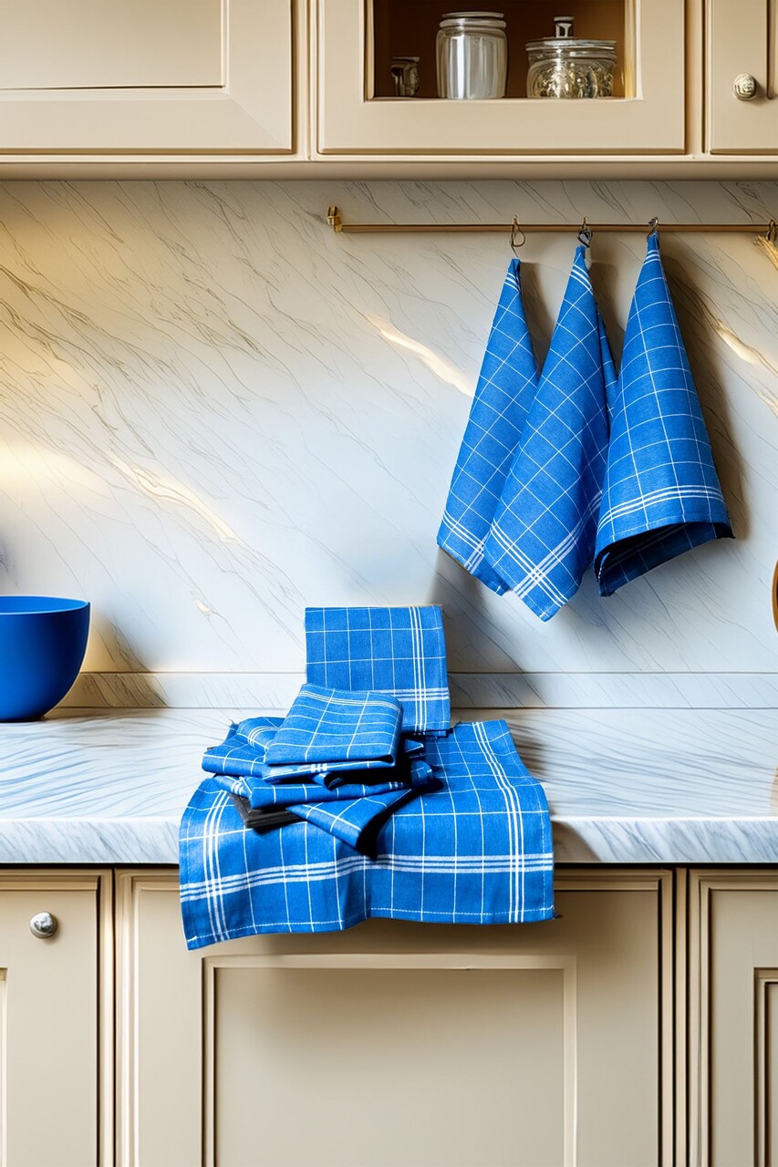 Set prosoape de bucatarie, Hermia, 219CFK1204, Dimensiune: 50 x 70 cm (10 bucăți), Albastru/Alb - imagine 5